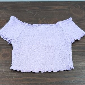 George Lilac Smocked Off-Shoulder Crop Top